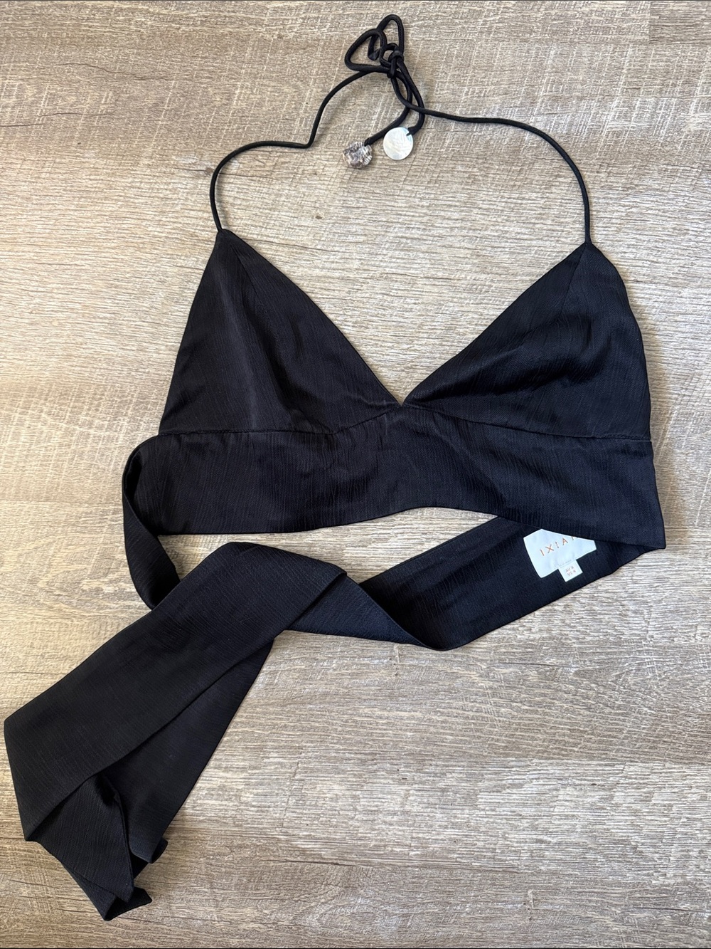 IXIAH Black Wrap Front Halter Crop Top Size 4